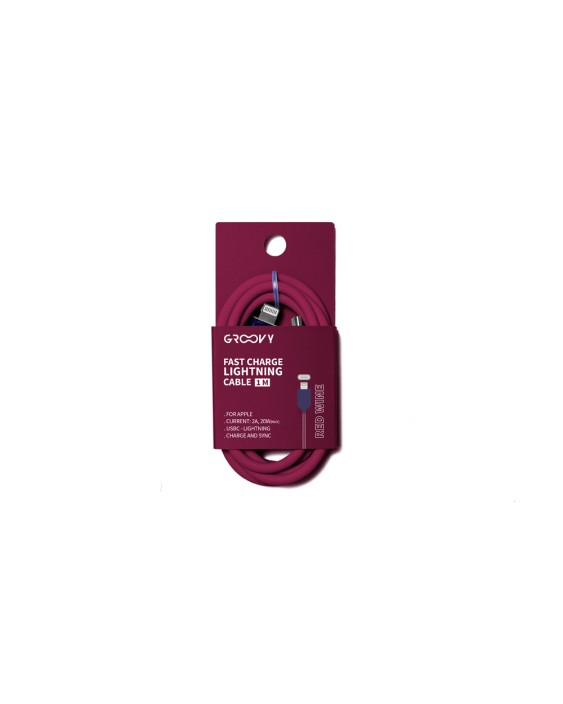 Cable groovy tipo c a apple lightning carga rapida longitud 1 m color rojo