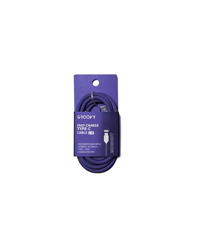Cable groovy usb tipo c a usb tipo c longitud 1 m color morado