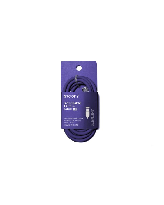 Cable groovy usb tipo c a usb tipo c longitud 1 m color morado