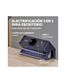 Regleta fellowes sobremesa 1 toma + usb a + usb c color negro