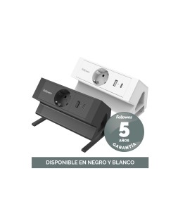 Regleta fellowes sobremesa 1 toma + usb a + usb c color negro