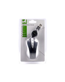 Raton q-connect mini optico 800 dpi retractil usb 1,5 ghz negro