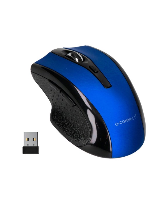 Raton q-connect optico inalambrico 1000 dpi receptor usb 2,4 ghz azul