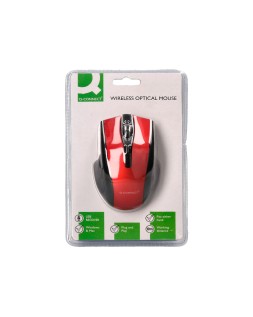 Raton q-connect optico inalambrico 1000 dpi receptor usb 2,4 ghz rojo