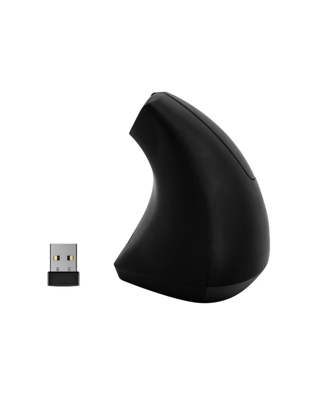 Raton q-connect optico inalambrico ergonomico vertical dpi 800/1200/1600 pilas aaa negro