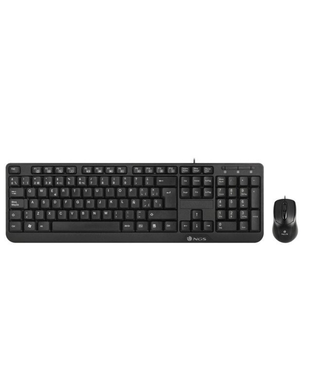 Set teclado y raton con cable ngs cocoa usb color negro