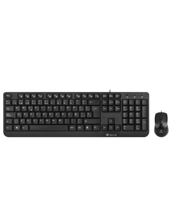 Set teclado y raton con cable ngs cocoa usb color negro