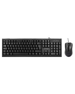 Set teclado y raton q-connect con cable color negro
