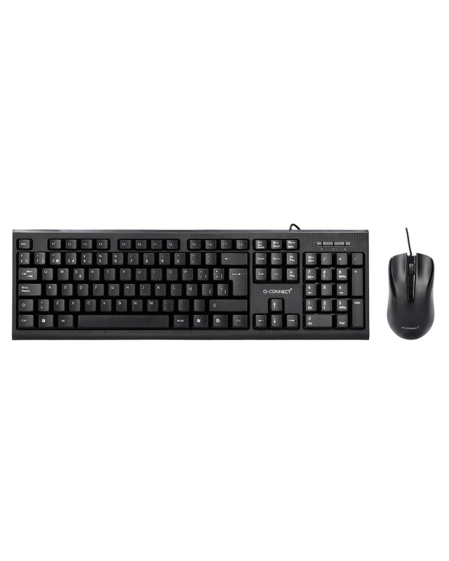 Set teclado y raton q-connect con cable color negro