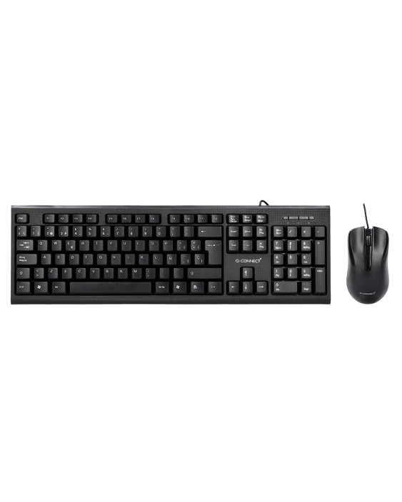 Set teclado y raton q-connect con cable color negro