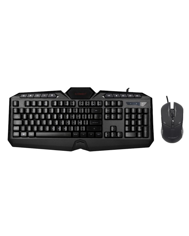 Set teclado y raton q-connect con cable e iluminacion led color negro