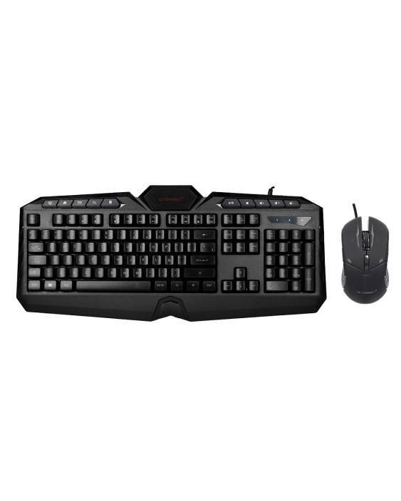 Set teclado y raton q-connect con cable e iluminacion led color negro