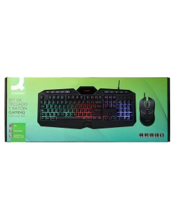 Set teclado y raton q-connect con cable e iluminacion led color negro