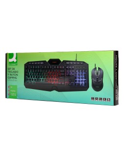 Set teclado y raton q-connect con cable e iluminacion led color negro