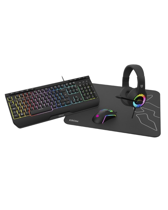 Kit gaming krom kenya 4 in 1 rgb auriculares / teclado / raton / alfombrilla