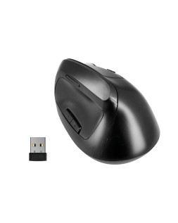 Raton q-connect optico inalambrico ergonomico vertical dpi 800/1200/1600 bateria recargable negro