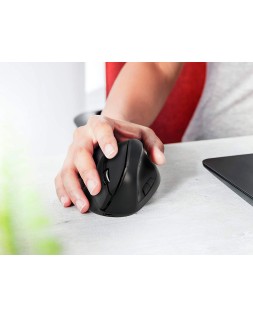 Raton q-connect optico inalambrico ergonomico vertical dpi 800/1200/1600 bateria recargable negro