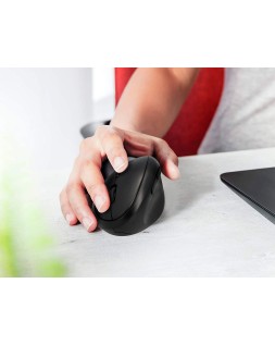 Raton q-connect optico inalambrico ergonomico vertical dpi 800/1200/1600 pila aa negro