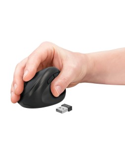 Raton q-connect optico inalambrico ergonomico vertical dpi 800/1200/1600 pila aa negro