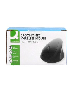 Raton q-connect optico inalambrico ergonomico vertical dpi 800/1200/1600 pila aa negro