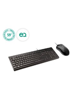Set teclado y raton kensington km100 eq ecologico con cable color negro
