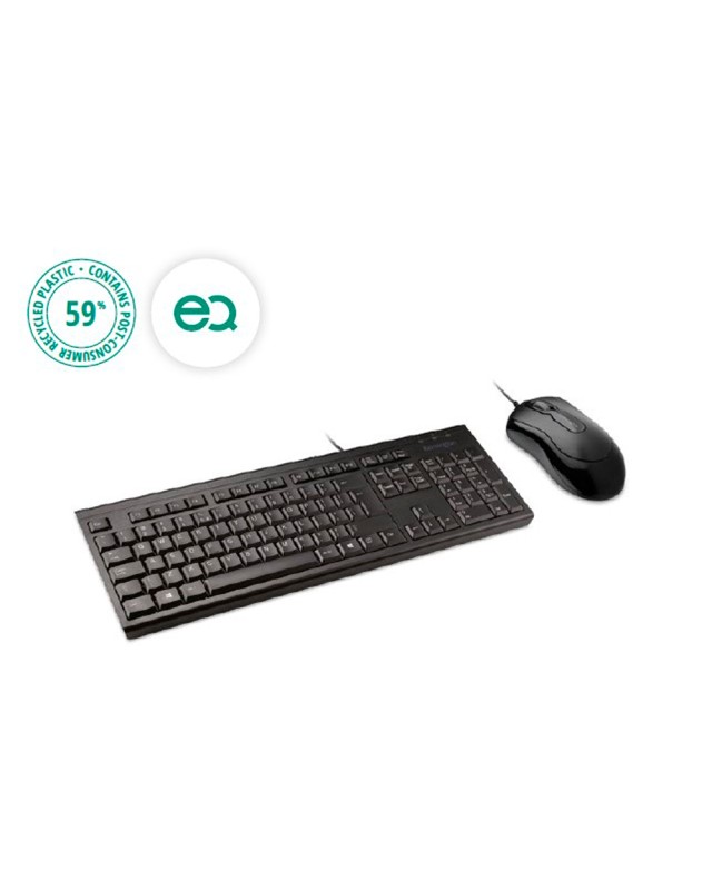 Set teclado y raton kensington km100 eq ecologico con cable color negro