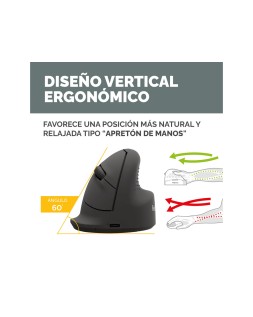 Raton fellowes ergonomico vertical breyta mediano diestros optico 1600 dpi color negro