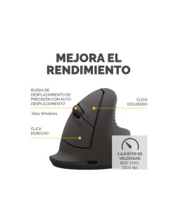 Raton fellowes ergonomico vertical breyta mediano diestros optico 1600 dpi color negro