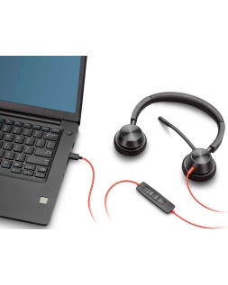 Auricular poly blackwire 3320 diadema cable usb-c/a con microfono cert. Microsoft teams