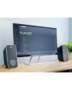 Altavoces trust arys 2.0 potencia maxima 28w control de volumen y conexion auriculares usb color negro