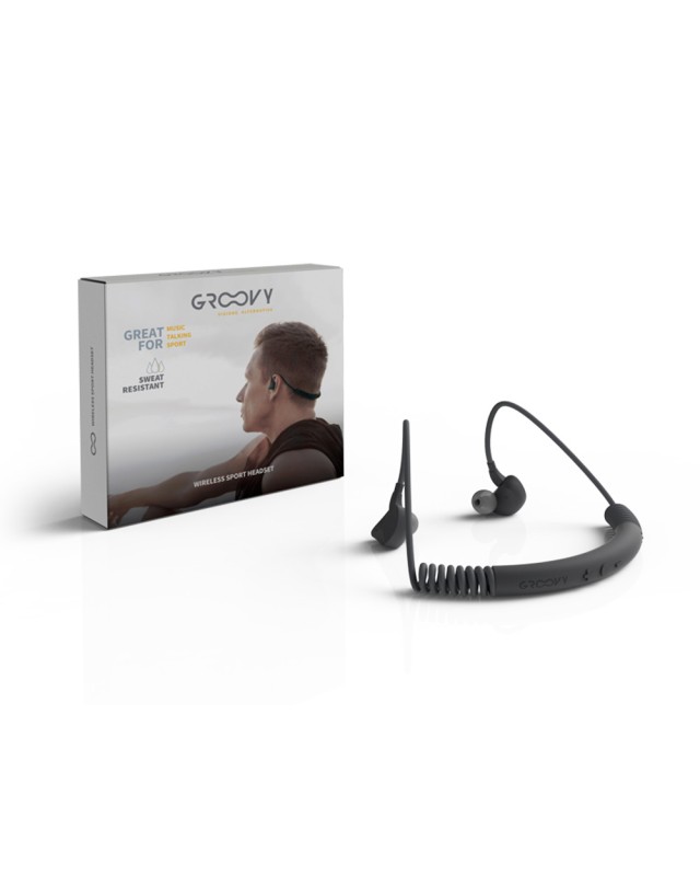 Auriculares groovy sport bluetooth neckband con microfono color gris oscuro