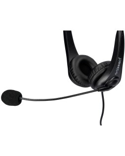 Auricular q-connect binaural diadema con microfono y control de volumen conexion usb cable de 2m color negro