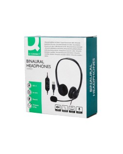 Auricular q-connect binaural diadema con microfono y control de volumen conexion usb cable de 2m color negro