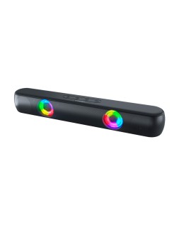 Barra de sonido q-connect bluetooth con iluminacion led y control de volumen color negro