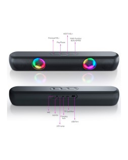 Barra de sonido q-connect bluetooth con iluminacion led y control de volumen color negro