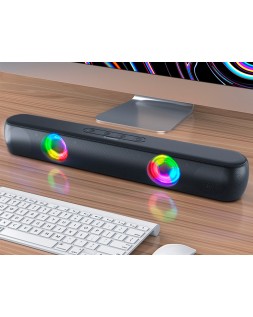 Barra de sonido q-connect bluetooth con iluminacion led y control de volumen color negro