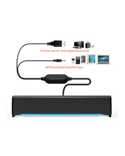 Barra de sonido q-connect para pc con iluminación led color negro