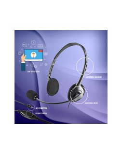 Auricular ngs headset ms103 max con microfono y control de volumen longitud cable 1,5 m color negro