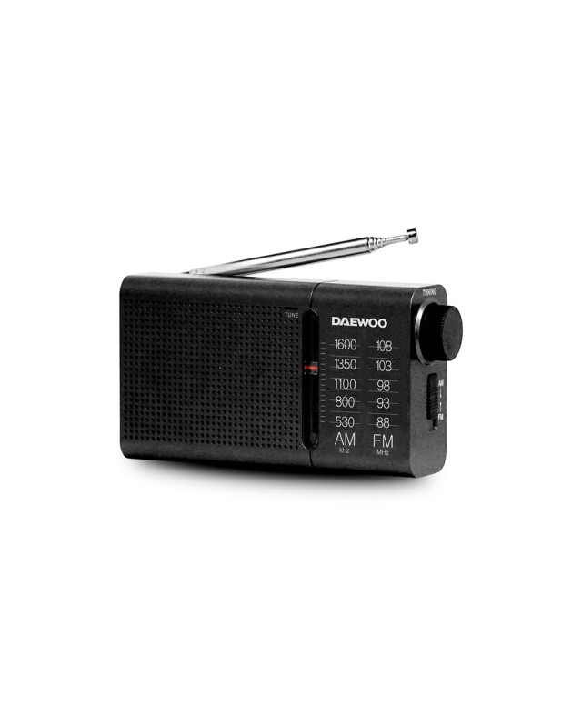 Radio portatil daewoo am/fm antena telescopica auriculares incluidos jack 3.5 mm color negro