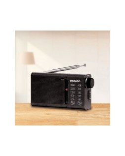 Radio portatil daewoo am/fm antena telescopica auriculares incluidos jack 3.5 mm color negro