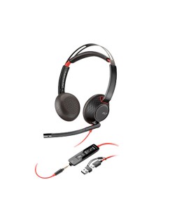 Auriculares poly con cable blackwire 5220 usb-c conexion 3,5 mm adaptador usb-c/a