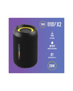Altavoz ngs roller furia 2 tiny portatil 20w bluetooth luces rgb e impermeabilidad ipx7 color negro