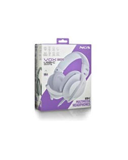 Auriculares ngs vox805 con cable estereo usb-c con control de volumen y adaptador usb color blanco
