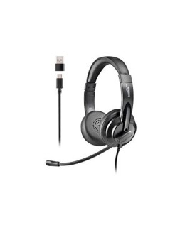 Auriculares ngs vox605 con cable estereo usb-c con control de volumen y adaptador usb color negro