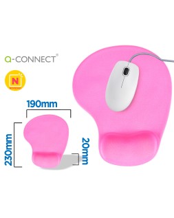 Alfombrilla para raton q-connect reposamuñecas de gel color rosa 190x230x20 mm