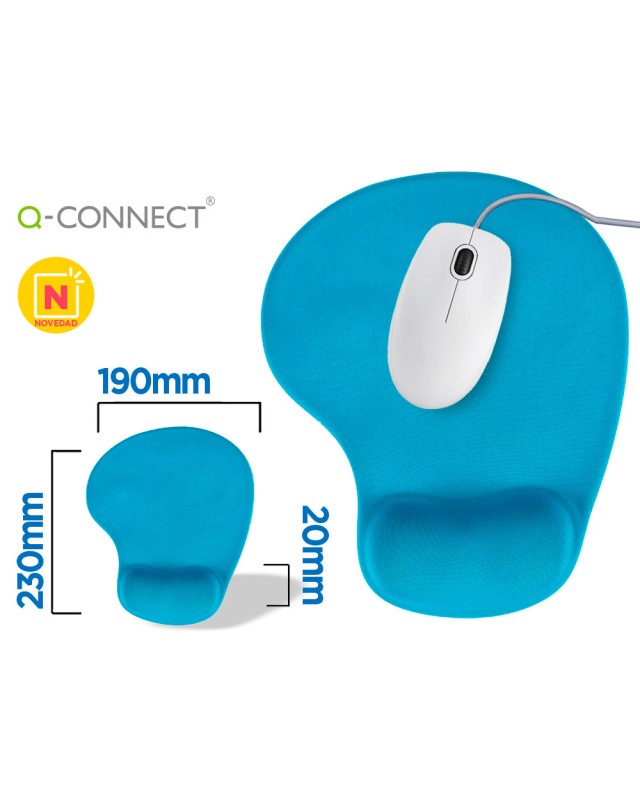 Alfombrilla para raton q-connect reposamuñecas de gel color turquesa 190x230x20 mm