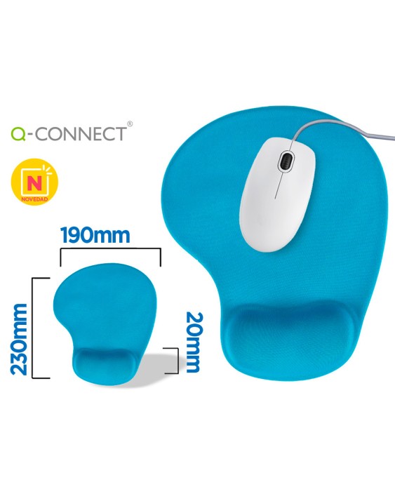 Alfombrilla para raton q-connect reposamuñecas de gel color turquesa 190x230x20 mm