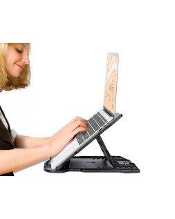 Soporte q-connect para portatil hasta 17" ajustable 7 angulos diferentes color negro 260x280x60 mm