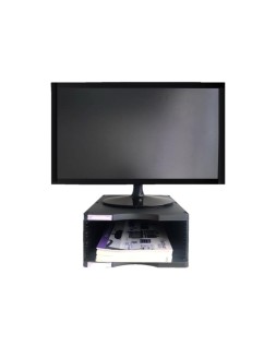 Soporte archivo 2000 para monitor poliester 100% reciclado compartimento a4 y folio negro 360x300x145 mm