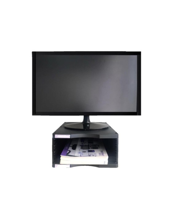 Soporte archivo 2000 para monitor poliester 100% reciclado compartimento a4 y folio negro 360x300x145 mm